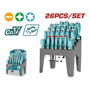 SET DESTORNILLADORES 26PCS CRV MAGNETICO CON SOPORTE - TOTAL