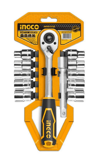 JUEGO DE DADOS M1/2 12PZS 10-24mm CON RATCHET Y EXTENSIÓN INGCO - Imagen 9