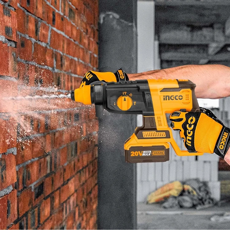 KIT BRUSHLESS INGCO PERCUTOR 20V 66NM + AMOLADORA 20V 1000W + ROTOMARTILLO 20V 2.5J - Imagen 5