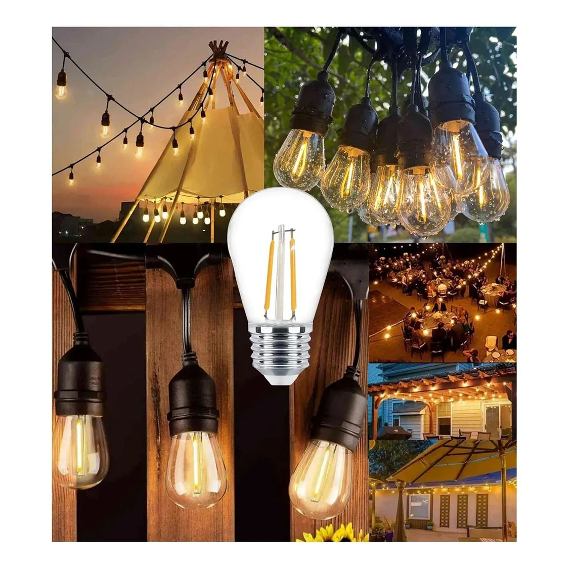 Guirnalda para locales, terrazas, patio 10 Mtr 20 Amp Incluidas